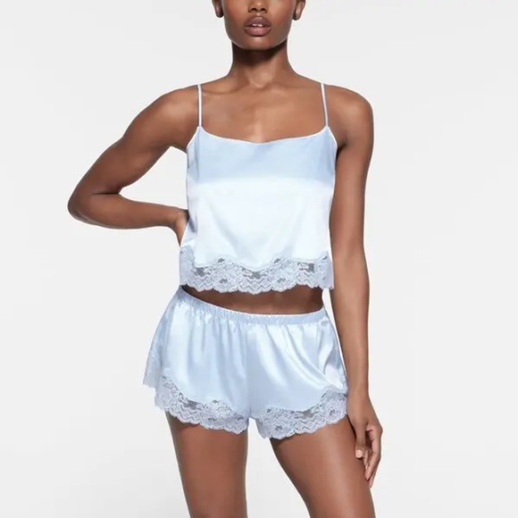 NWT - SKIMS - Woven Shine Cami and Short Set - Celeste